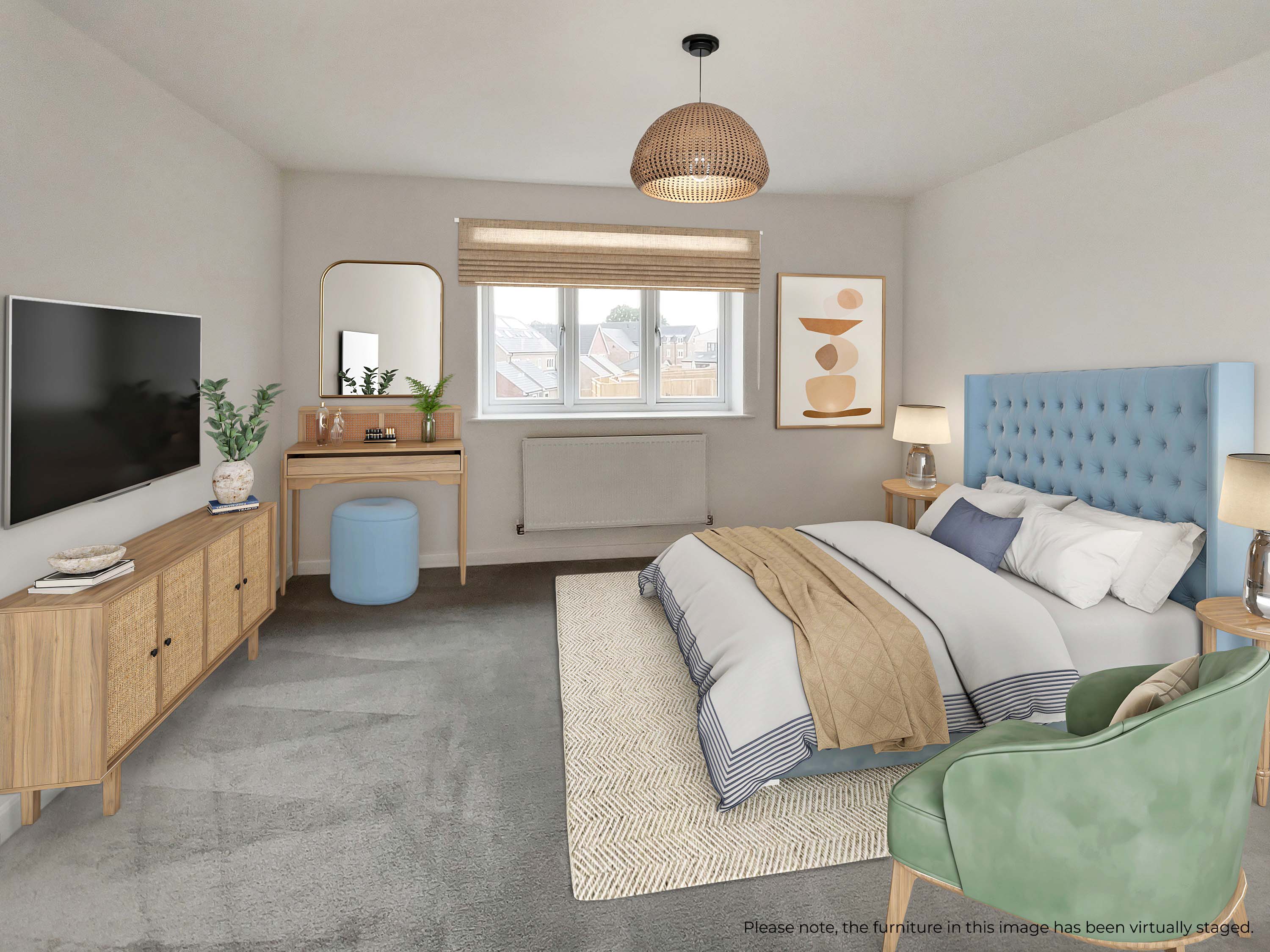 2 bedroom house bedroom virtual staging